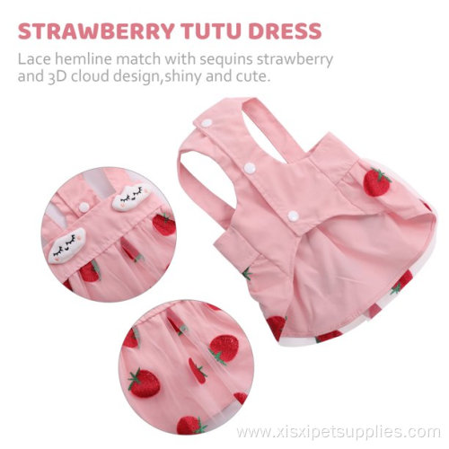 Pet Shirt Strawberry Dress Outfits Clothes Apparel